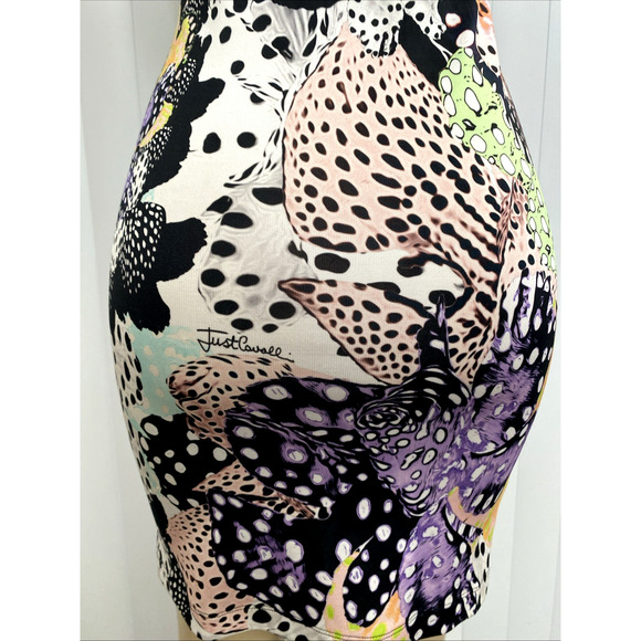 Just Cavalli Dress U Neck Sleeveless Fish Orchid Print Sheath racerback 38 2 XS - Picture 5 of 10